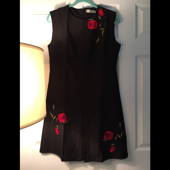 Dresses & Skirts - Women Black Dress with Red Roses Dresses & Skirts - Women Black Dress with Red Roses